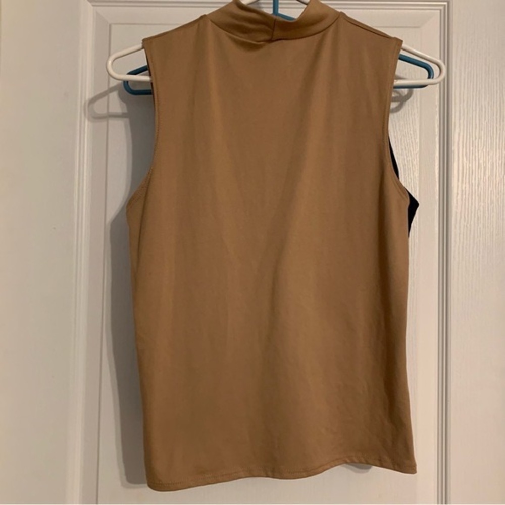 Olivia Rae Sleeveless Mock Neck Tank in Camel